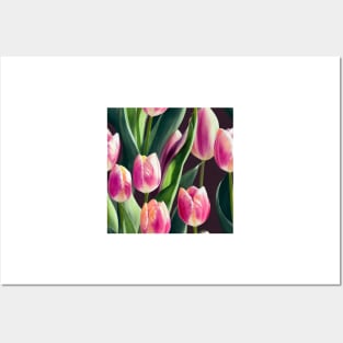 Watercolor tulip pattern Posters and Art